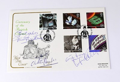Lot 574 - CHRISTOPHER LEE; a signed first day cover...