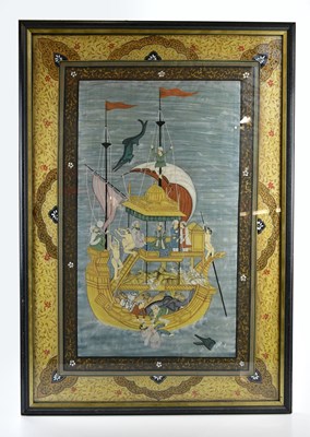 Lot 1188 - A 19th century Mughal painting, of figures in...
