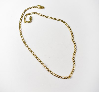 Lot 970 - A 9ct gold flat figaro curb necklace