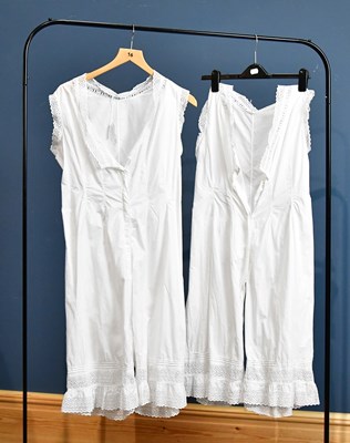 Lot 1047 - Two interesting white cotton Victorian...