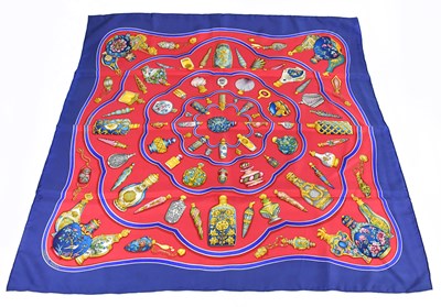 Lot 743 - HERMÈS; 100% silk scarf  'Qu'Importe le Flacon...
