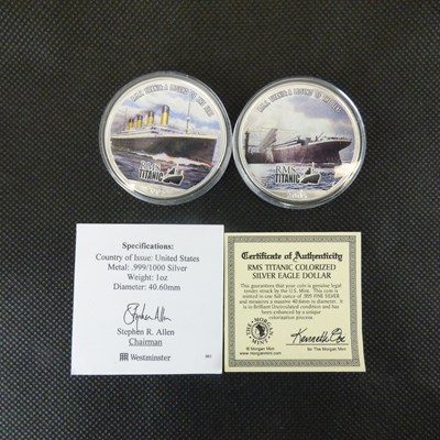 Lot 827 - Two one ounce fine silver one dollar coins