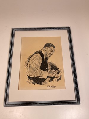 Lot 2122 - FATS WALLER; a charcoal sketch of Fats Waller -...