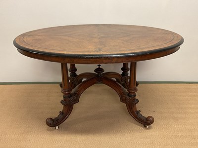 Lot 392 - A Victorian burr walnut and line inlaid loo...