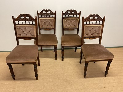 Lot 461 - A set of four Edwardian oak dining chairs with...