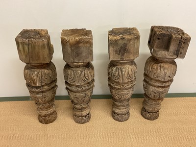 Lot 373 - Four substantial 19th century carved oak legs,...