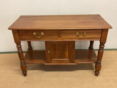 Lot 463 - A walnut wash stand with two drawers above...
