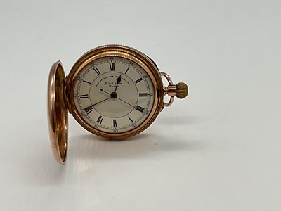 Lot 1292 - A 9ct rose gold crown wind full hunter pocket...