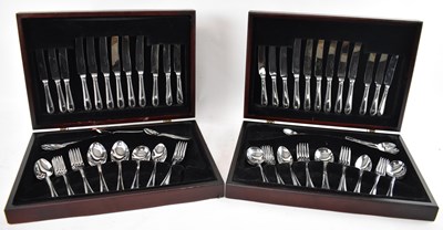 Lot 619 - Two modern cased stainless steel canteens of...