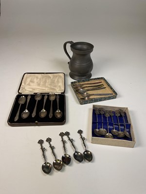 Lot 1133 - A cased set of six hallmarked silver coffee...
