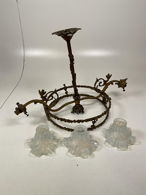 Lot 340 - Early 20th century gilt light fitting with...