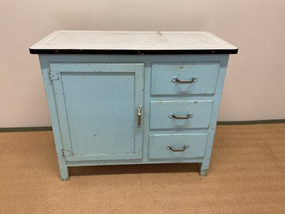 Lot 517 - A vintage metal kitchen unit, height 77cm,...