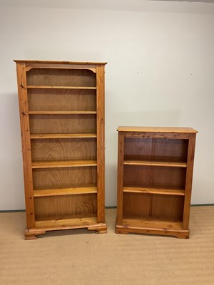 Lot 511 - Two pine book cases, taller height 189, width...