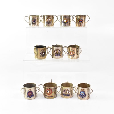 Lot 297 - Eleven silver plated souvenir loving cups for...
