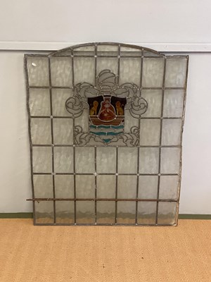 Lot 370 - Two pieces of stained and leaded glass,...