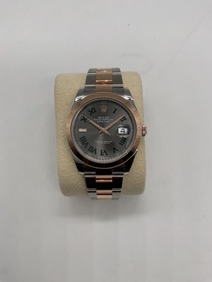 Lot 1315 - ROLEX; a Datejust 41 'Wimbledon' with 18ct...