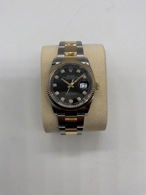 Lot 1321 - ROLEX; a Datejust 36 with 18ct gold and...