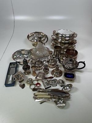 Lot 1139 - A quantity of silver plate including teapot,...