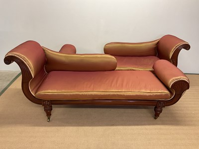 Lot 379 - A pair of Regency mahogany silk upholstered...