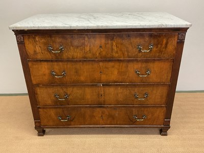 Lot 395 - A 19th century figured walnut veneered commode,...