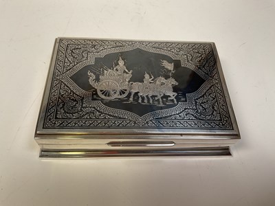 Lot 1038 - A Thai or Siamese white metal and niello...