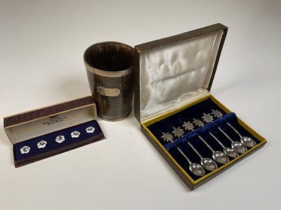 Lot 1106 - A Victorian polished horn and unmarked silver...