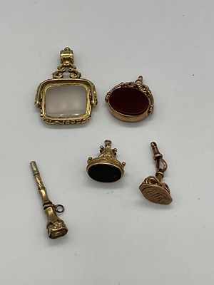 Lot 1172 - Three 19th century 9ct yellow gold mounted...
