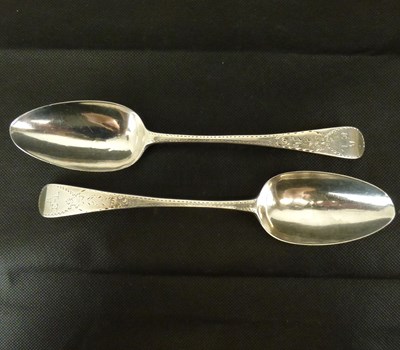 Lot 720 - A pair of George III hallmarked silver table spoons