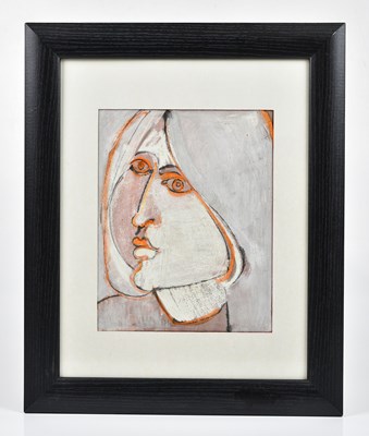 Lot 97 - GEOFFREY KEY (born 1941); mixed media, 'Female Head', indistinctly signed and dated '78 lower right, bears label verso with GK number 420078, 24 x 19cm, framed and glazed.