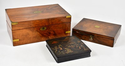 Lot 1016 - A Victorian brass bound writing slope, width...