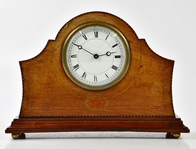 Lot 2276 - An Edwardian inlaid mahogany mantel clock, the...