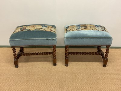 Lot 384 - A pair of Louis XIII walnut stools, mid 17th...