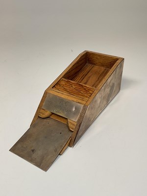 Lot 1078 - A silver mounted pine card dispenser with...