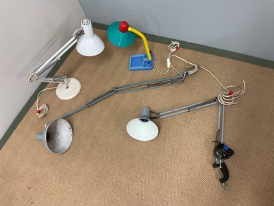 Lot 343 - Two machinist's bench Anglepoise lamps, a desk...