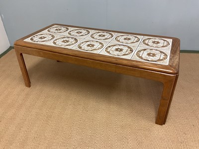 Lot 518 - G-PLAN; a tile top table, height 40cm, width...
