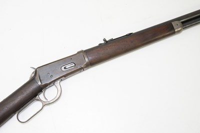 Lot 555 - WINCHESTER; a 32-40 under lever rifle, the 25"...
