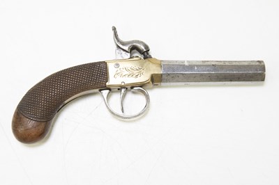 Lot 610 - A 19th century percussion cap muff pistol with...