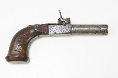 Lot 619 - A 19th century percussion cap muff pistol with...