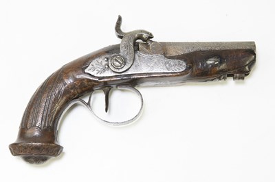 Lot 606 - A 19th century percussion cap pocket pistol,...