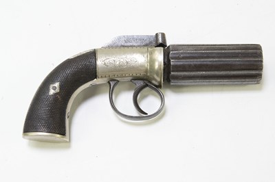 Lot 581 - A 19th century percussion cap pepperbox...