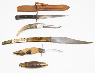 Lot 692 - Five knives comprising a folding example with...