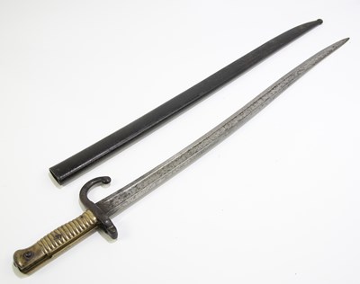 Lot 679 - A 19th century French chassepot bayonet,...