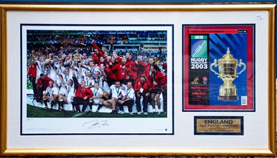 Lot 1214 - ENGLAND RUGBY WORLD CUP, 2003; a framed...