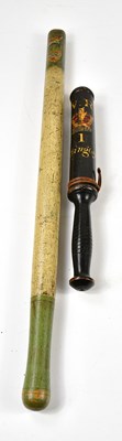 Lot 448 - A Victorian black lacquered painted truncheon...
