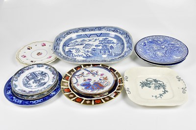 Lot 1487 - An 19th century ironstone blue and white meat...
