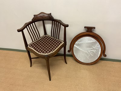 Lot 487 - A corner chair with inlay detail and a...