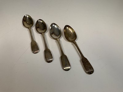 Lot 1020 - A pair of William IV hallmarked silver Fiddle...