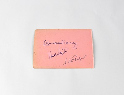Lot 146 - A torn page from an autograph book bearing...