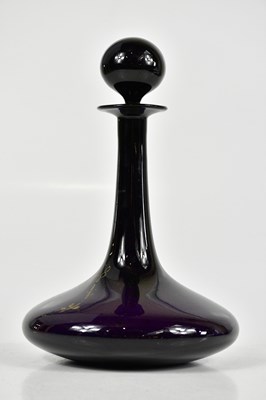 Lot 1568 - A Porthmadog purple glass decanter, height 27cm.