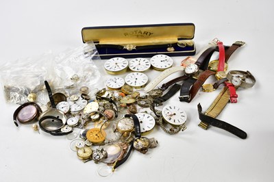 Lot 2206 - A small group of watch parts, mainly faces and...